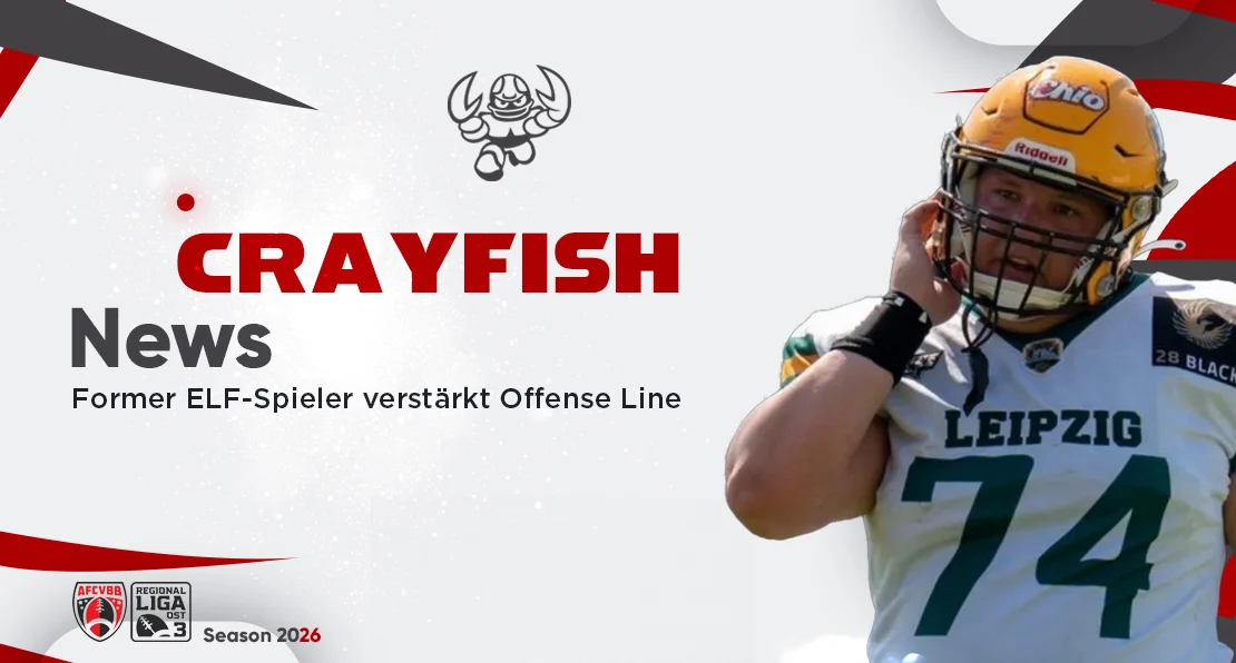 Former ELF-Spieler Tilman Brütsch verstärkt Crayfish Offense Line