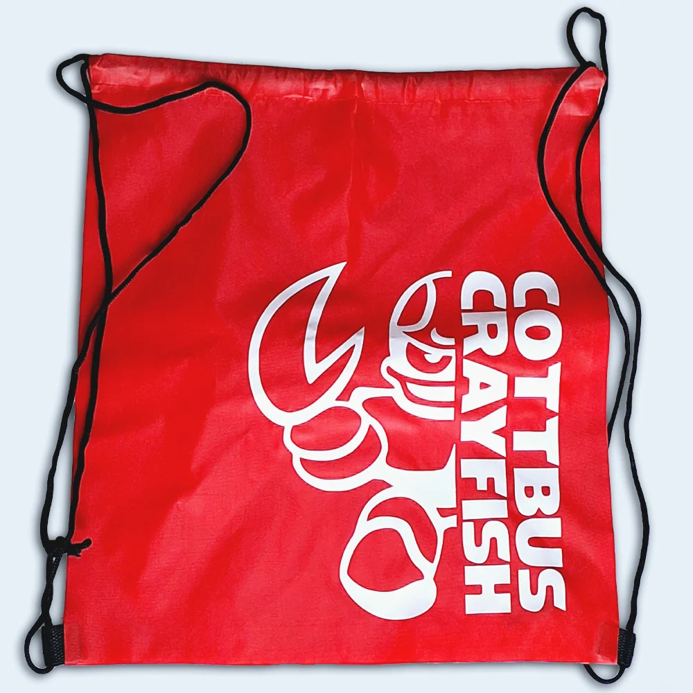 Sportbeutel mit Crayfish Logo und Schrift