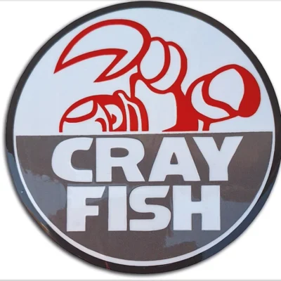 Aufkleber halber Krebs mit Crayfish (rund - groß)